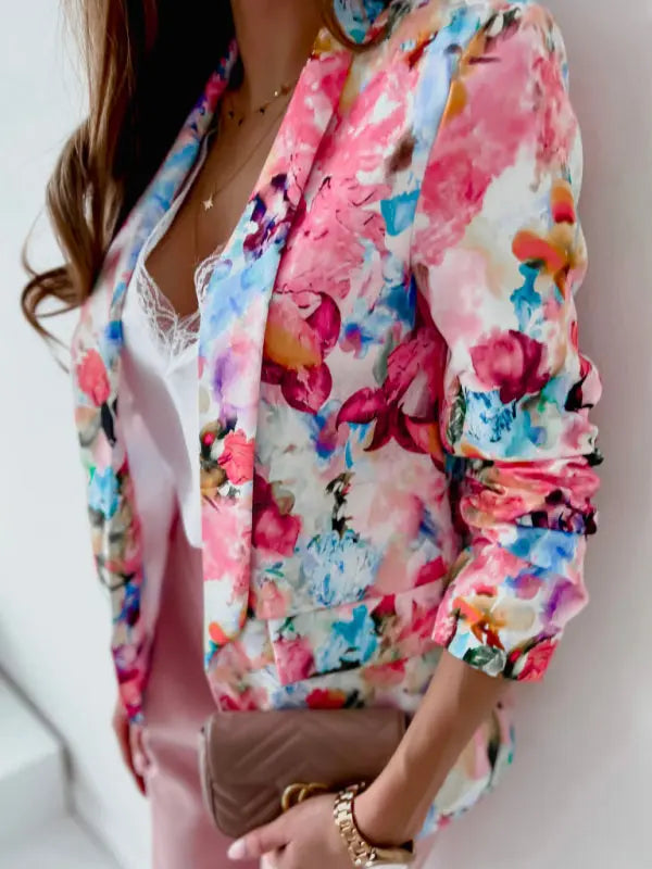 Blue Zone Planet | Floral print spring coat small suit BLUE ZONE PLANET