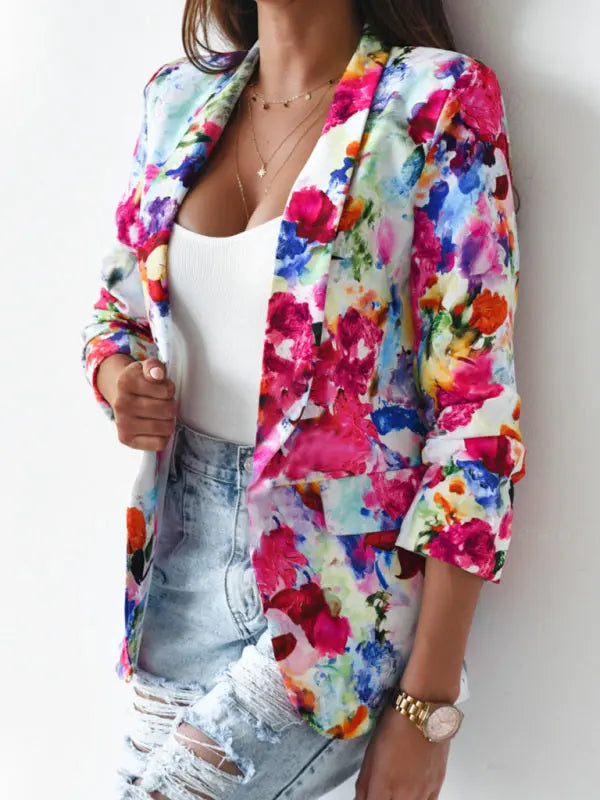 Blue Zone Planet | Floral print spring coat small suit BLUE ZONE PLANET