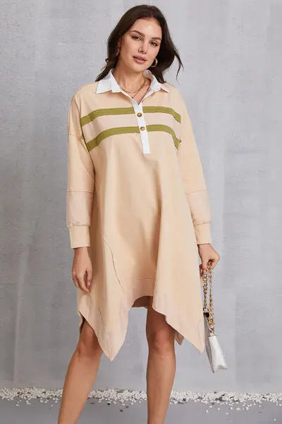 Blue Zone Planet |  Half Button Handkerchief Hem Dress BLUE ZONE PLANET