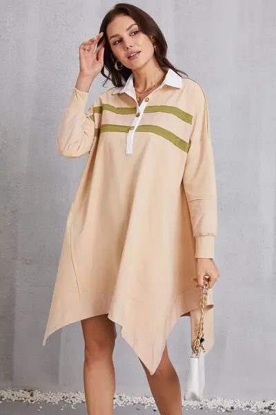 Blue Zone Planet |  Half Button Handkerchief Hem Dress BLUE ZONE PLANET