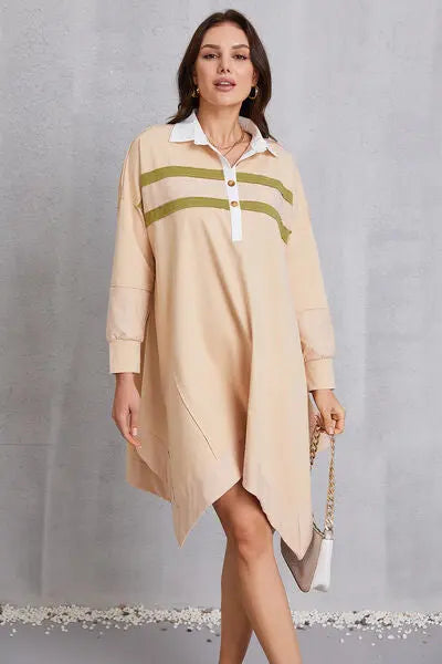 Blue Zone Planet |  Half Button Handkerchief Hem Dress BLUE ZONE PLANET