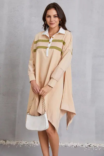 Blue Zone Planet |  Half Button Handkerchief Hem Dress BLUE ZONE PLANET