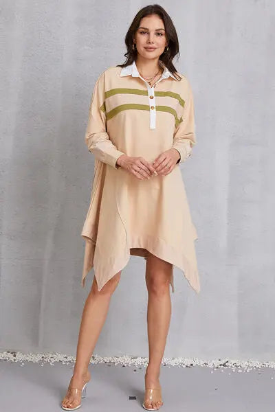 Blue Zone Planet |  Half Button Handkerchief Hem Dress BLUE ZONE PLANET