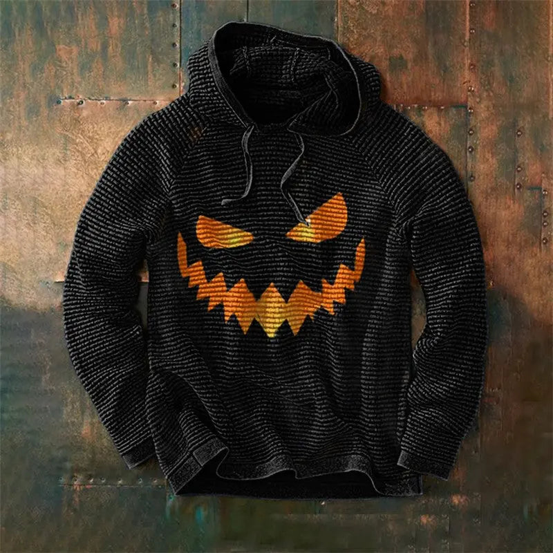 Blue Zone Planet |  Halloween men's new pumpkin digital print hooded sweatshirt kakaclo
