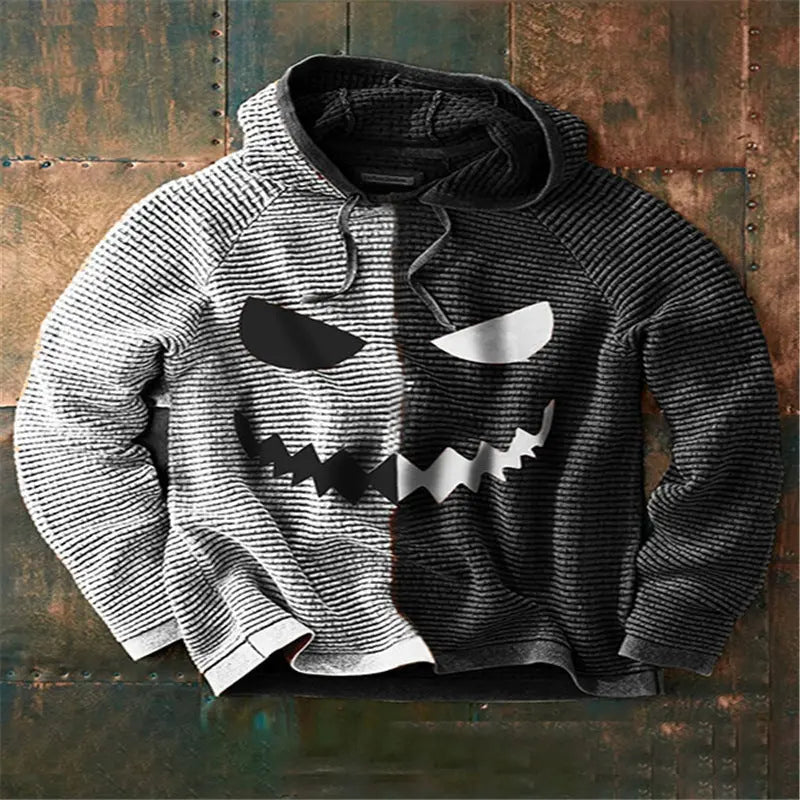 Blue Zone Planet |  Halloween men's new pumpkin digital print hooded sweatshirt kakaclo