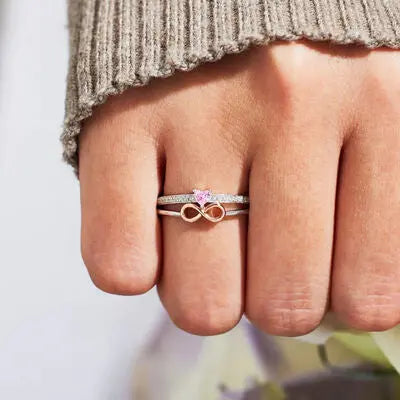 Blue Zone Planet |  Heart Number 8 Zircon Double-Layered Ring BLUE ZONE PLANET