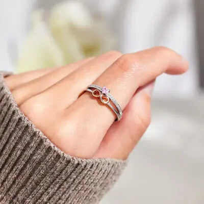 Blue Zone Planet |  Heart Number 8 Zircon Double-Layered Ring BLUE ZONE PLANET