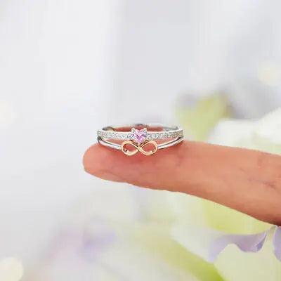 Blue Zone Planet |  Heart Number 8 Zircon Double-Layered Ring BLUE ZONE PLANET