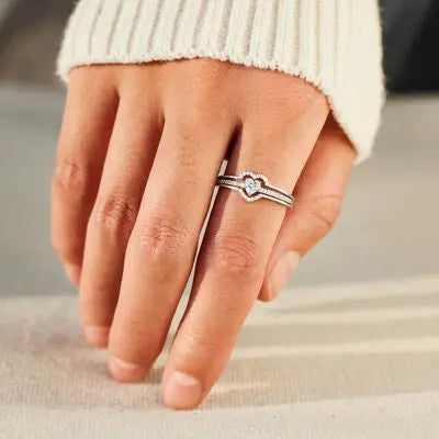 Blue Zone Planet |  Heart Shape 925 Sterling Silver Ring BLUE ZONE PLANET