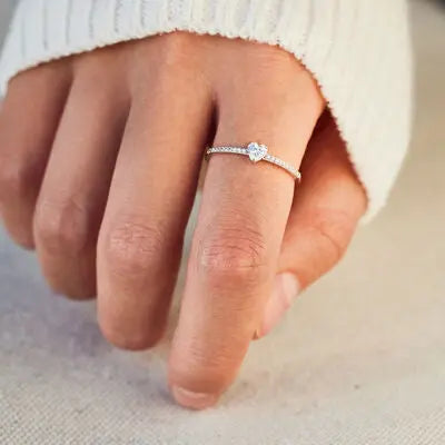 Blue Zone Planet |  Heart Shape 925 Sterling Silver Ring BLUE ZONE PLANET