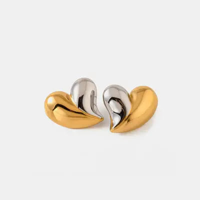 Blue Zone Planet |  Heart Shape Stainless Steel Stud Earrings BLUE ZONE PLANET
