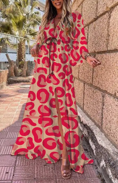 Blue Zone Planet |  High Waist Abstract Print Floor Length Vacation Dress BLUE ZONE PLANET