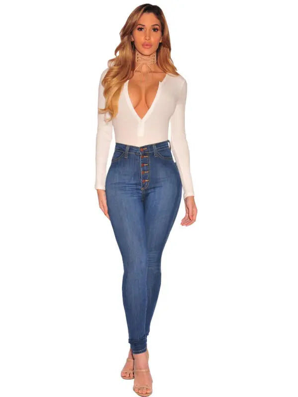 Blue Zone Planet |  High Waist Stretchy Tight Bottom Lift Jeans BLUE ZONE PLANET