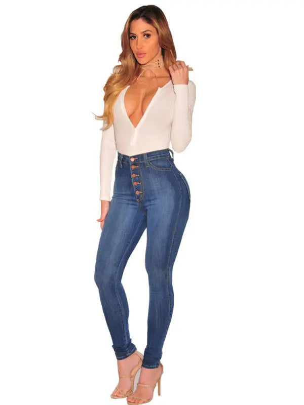 Blue Zone Planet |  High Waist Stretchy Tight Bottom Lift Jeans BLUE ZONE PLANET