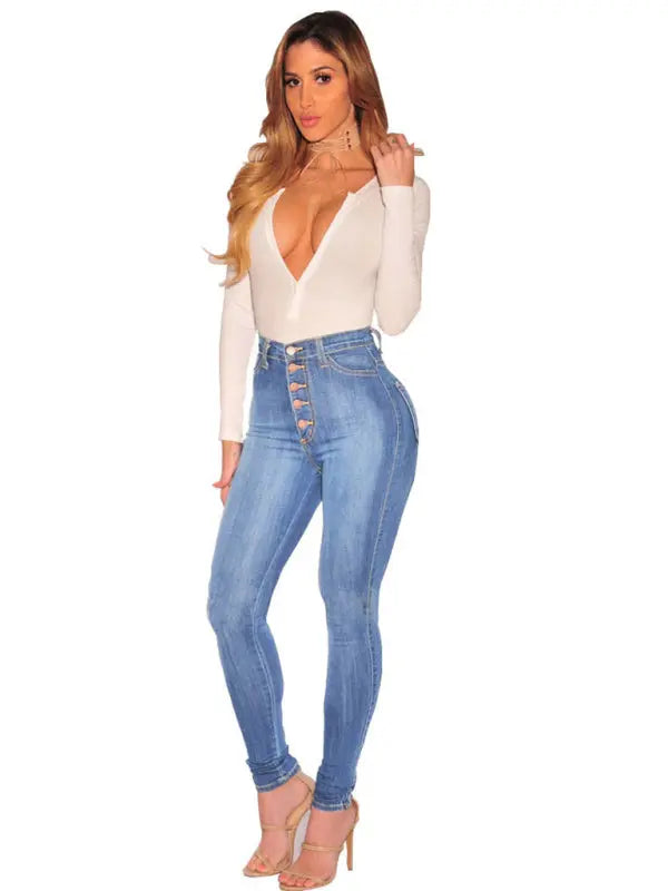 Blue Zone Planet |  High Waist Stretchy Tight Bottom Lift Jeans BLUE ZONE PLANET