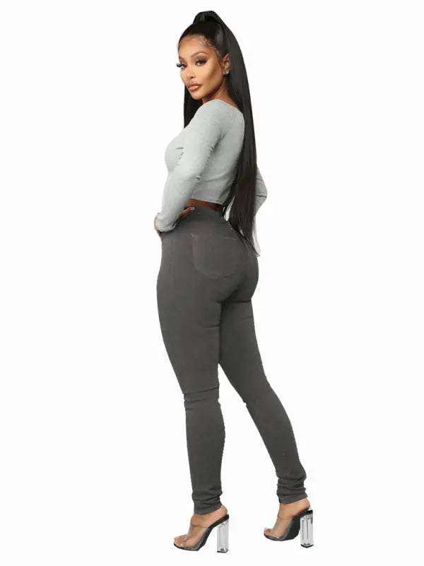 Blue Zone Planet |  High Waist Stretchy Tight Bottom Lift Jeans BLUE ZONE PLANET