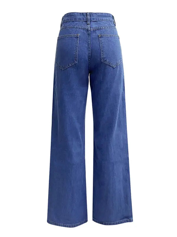 Blue Zone Planet |  High Waist Washed Straight Leg Jeans BLUE ZONE PLANET