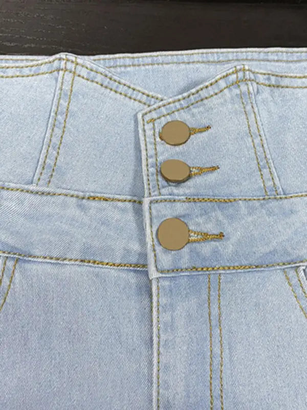 Blue Zone Planet |  High waist ripped jeans pencil pants BLUE ZONE PLANET