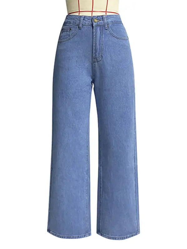 Blue Zone Planet |  High waist wide leg pants street style washed jeans BLUE ZONE PLANET
