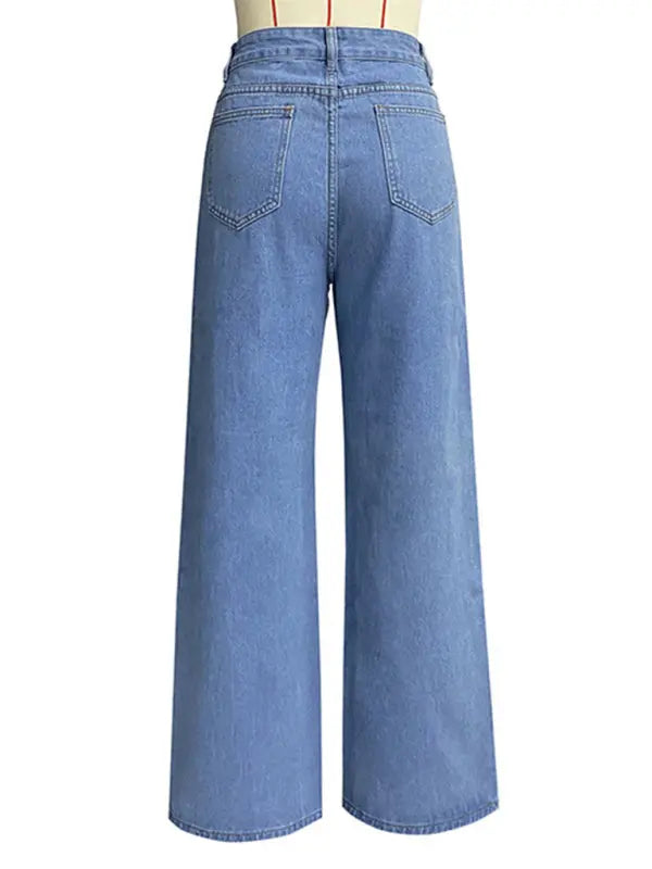 Blue Zone Planet |  High waist wide leg pants street style washed jeans BLUE ZONE PLANET