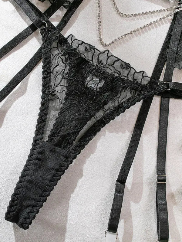 Blue Zone Planet |  Isabella's Hollow Lace Backless Lingerie Set BLUE ZONE PLANET