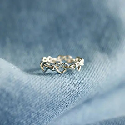 Blue Zone Planet |  Knotted Hearts 925 Sterling Silver Open Ring BLUE ZONE PLANET