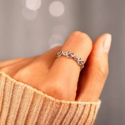 Blue Zone Planet |  Knotted Hearts 925 Sterling Silver Open Ring BLUE ZONE PLANET