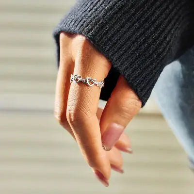 Blue Zone Planet |  Knotted Hearts 925 Sterling Silver Open Ring BLUE ZONE PLANET