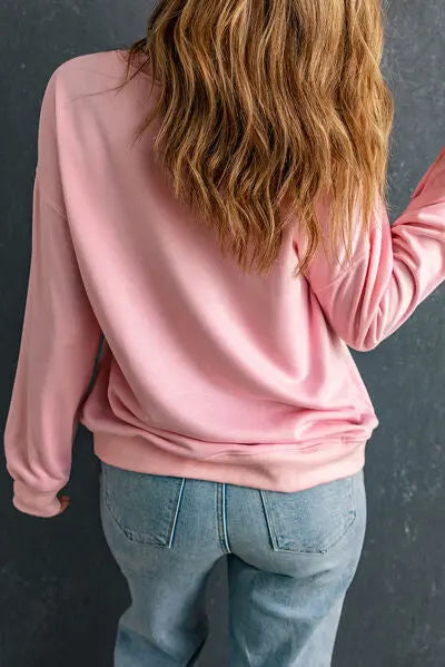 Blue Zone Planet |  LOVER Round Neck Dropped Shoulder Sweatshirt BLUE ZONE PLANET