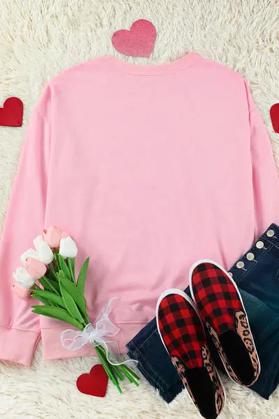 Blue Zone Planet |  LOVER Round Neck Dropped Shoulder Sweatshirt BLUE ZONE PLANET