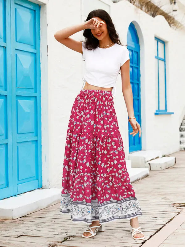 Blue Zone Planet |  Ladies Boho Print Skirt BLUE ZONE PLANET