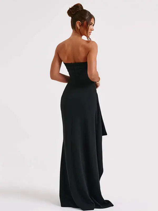 Blue Zone Planet | Lola's High Slit Bateau Neck Tube Top Prom Dress BLUE ZONE PLANET