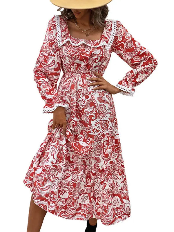 Blue Zone Planet |  Long Sleeve Paisley Printed Midi Dress BLUE ZONE PLANET