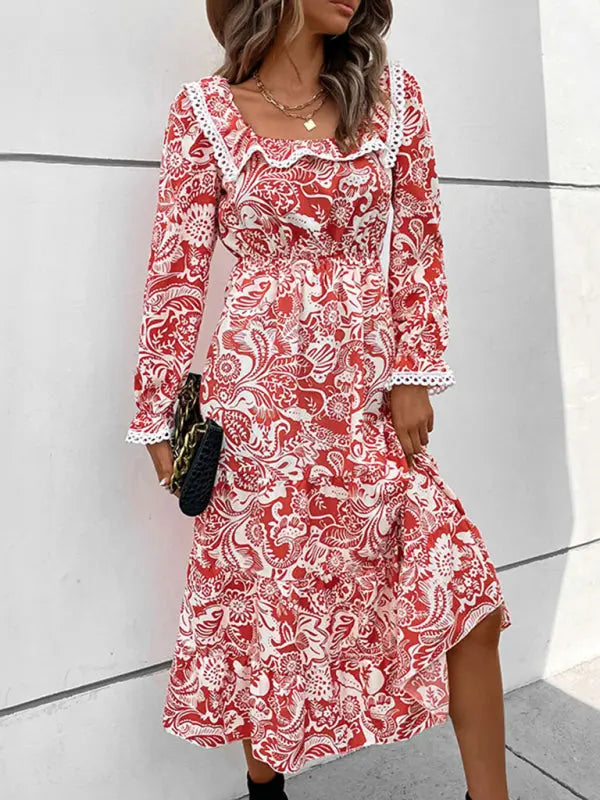 Blue Zone Planet |  Long Sleeve Paisley Printed Midi Dress BLUE ZONE PLANET