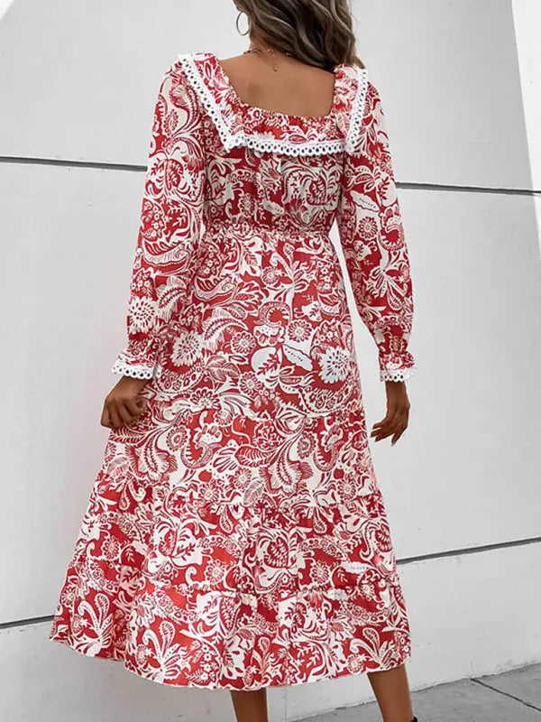 Blue Zone Planet |  Long Sleeve Paisley Printed Midi Dress BLUE ZONE PLANET