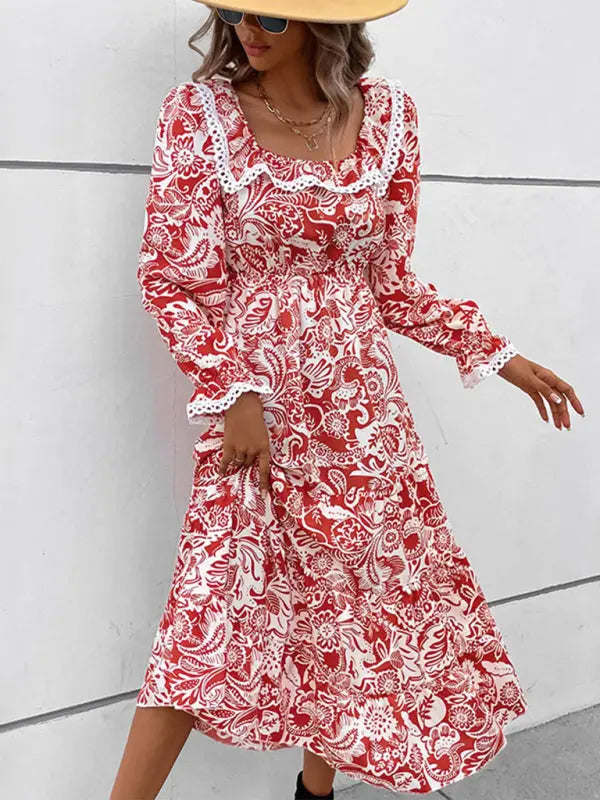 Blue Zone Planet |  Long Sleeve Paisley Printed Midi Dress BLUE ZONE PLANET