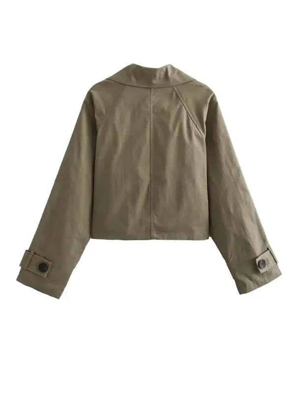Blue Zone Planet | Long Sleeve Short Windbreaker Double Breasted Jacket BLUE ZONE PLANET