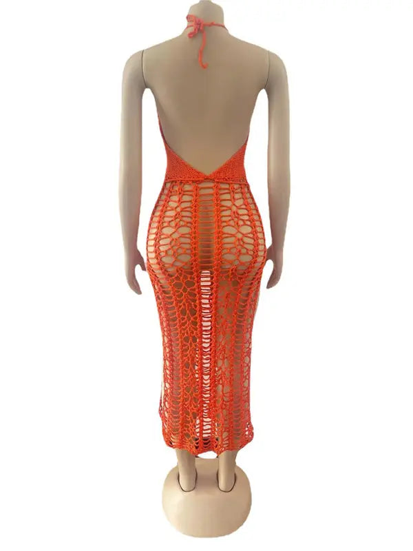 Blue Zone Planet |  Long fringed stretch side slit spaghetti strap beach skirt BLUE ZONE PLANET