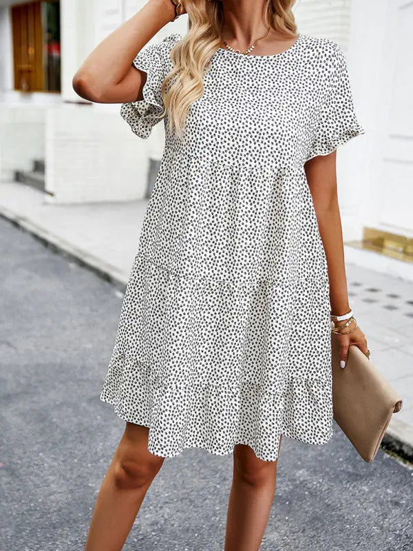 Blue Zone Planet |  Loose Resort Print Layered Mini Dress BLUE ZONE PLANET