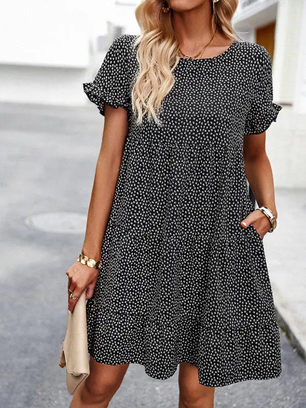 Blue Zone Planet |  Loose Resort Print Layered Mini Dress BLUE ZONE PLANET