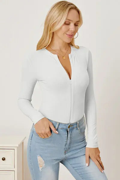 Blue Zone Planet |  Mia's Zip-Up Long Sleeve Bodysuit BLUE ZONE PLANET