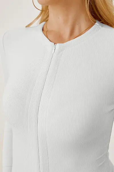 Blue Zone Planet |  Mia's Zip-Up Long Sleeve Bodysuit BLUE ZONE PLANET