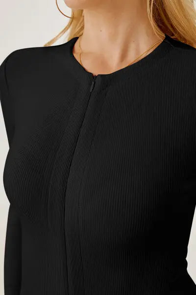 Blue Zone Planet |  Mia's Zip-Up Long Sleeve Bodysuit BLUE ZONE PLANET