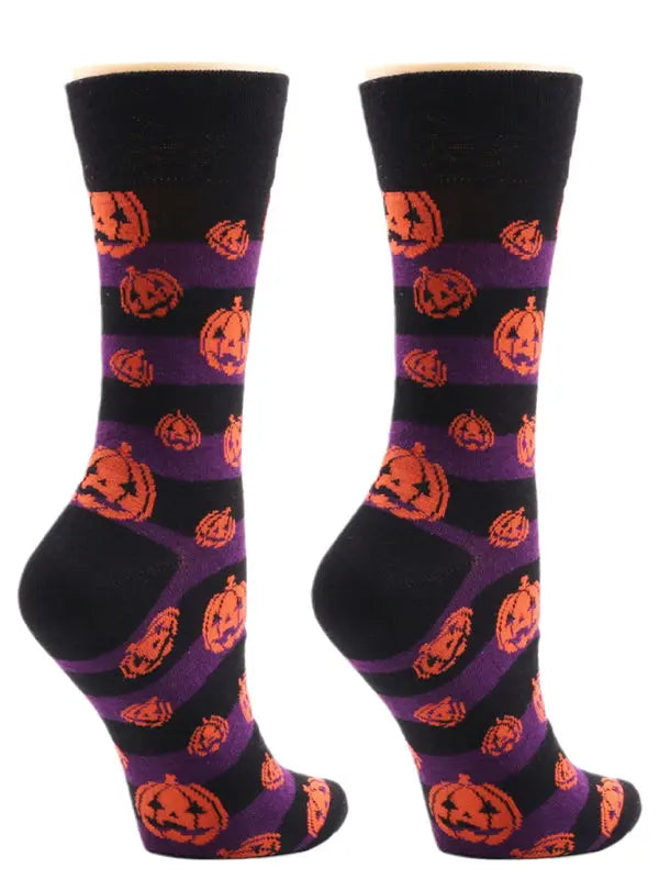 Blue Zone Planet |  New Autumn and Winter Halloween Pumpkin Devil Bat Cartoon Mid-calf Socks kakaclo