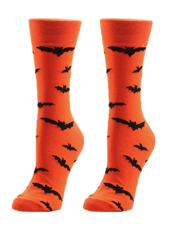 Blue Zone Planet |  New Autumn and Winter Halloween Pumpkin Devil Bat Cartoon Mid-calf Socks kakaclo