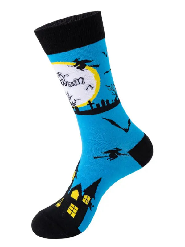 Blue Zone Planet |  New Trendy Halloween Socks Mid-Tube Skull Vampire Pumpkin Bat Funny Socks kakaclo