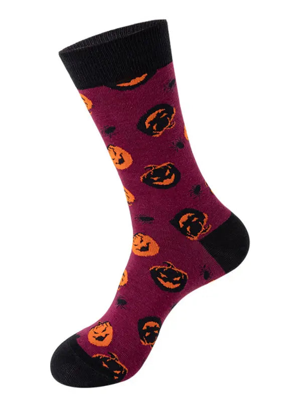 Blue Zone Planet |  New Trendy Halloween Socks Mid-Tube Skull Vampire Pumpkin Bat Funny Socks kakaclo