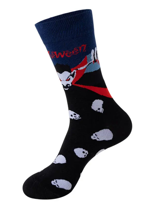 Blue Zone Planet |  New Trendy Halloween Socks Mid-Tube Skull Vampire Pumpkin Bat Funny Socks kakaclo