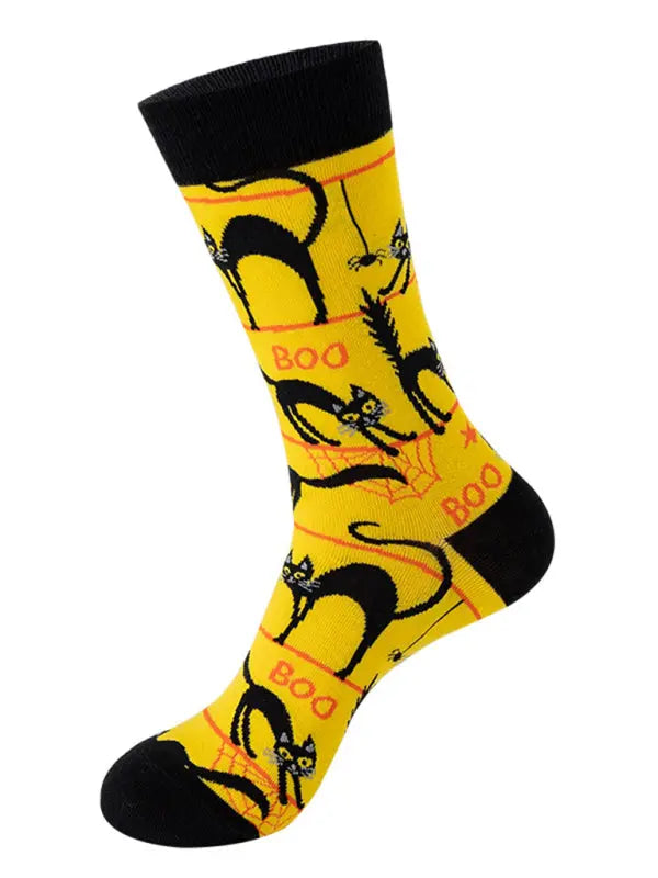 Blue Zone Planet |  New Trendy Halloween Socks Mid-Tube Skull Vampire Pumpkin Bat Funny Socks kakaclo