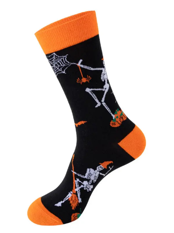 Blue Zone Planet |  New Trendy Halloween Socks Mid-Tube Skull Vampire Pumpkin Bat Funny Socks kakaclo